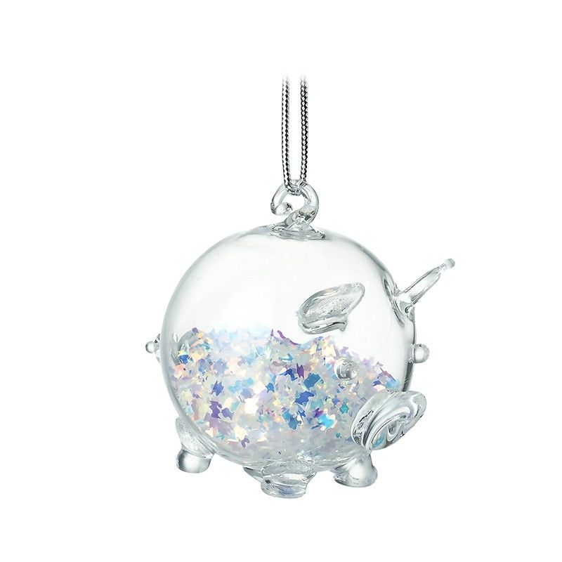 Glass Glitter Pig