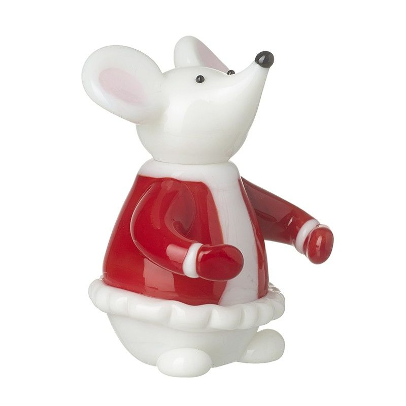 Glass Mouse with Red Jacket