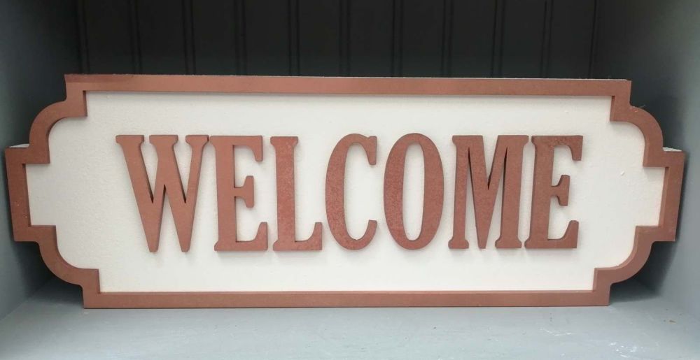 Wooden Street Sign - Welcome Copper