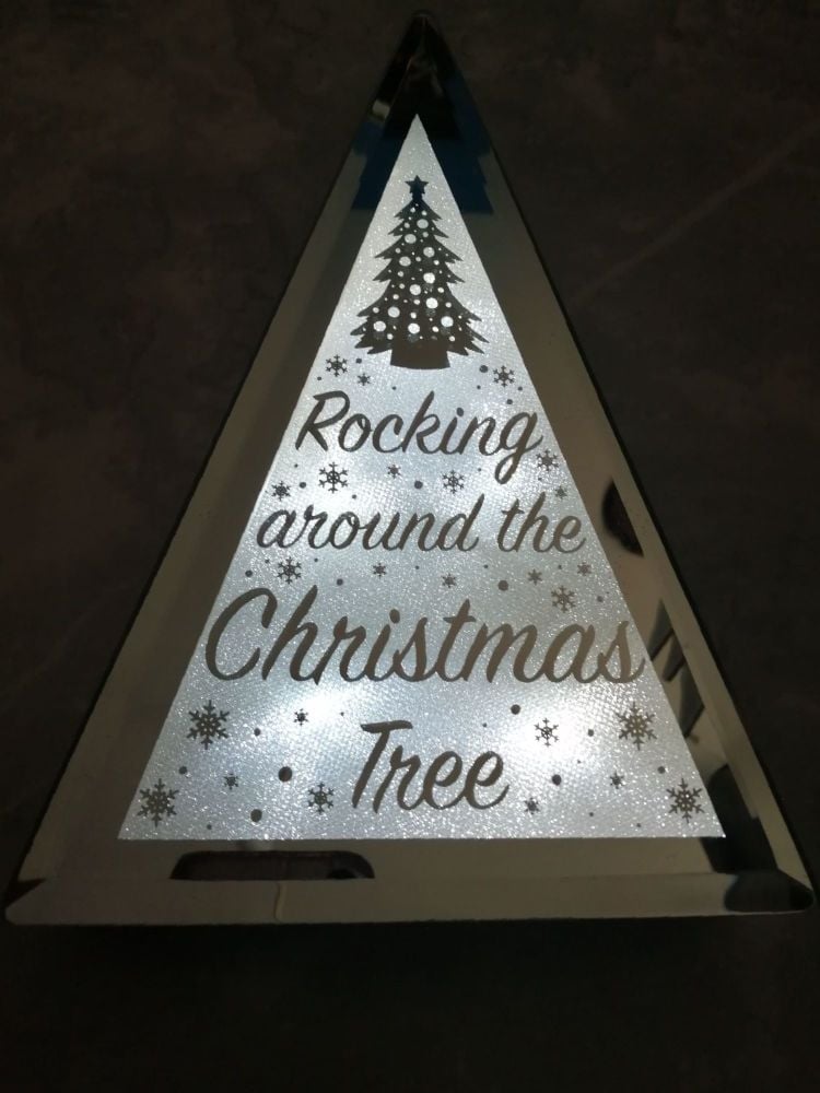 Mirror Glitter Edge LED Display - Christmas Tree