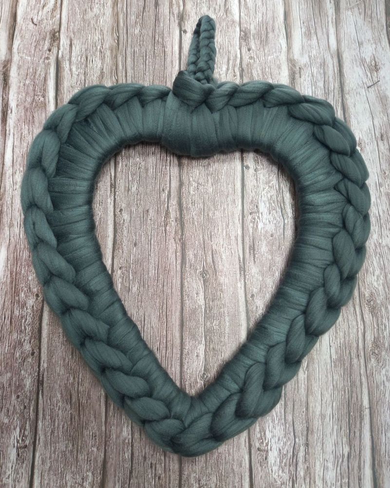 Chunky Wool Wreath - Slate Green