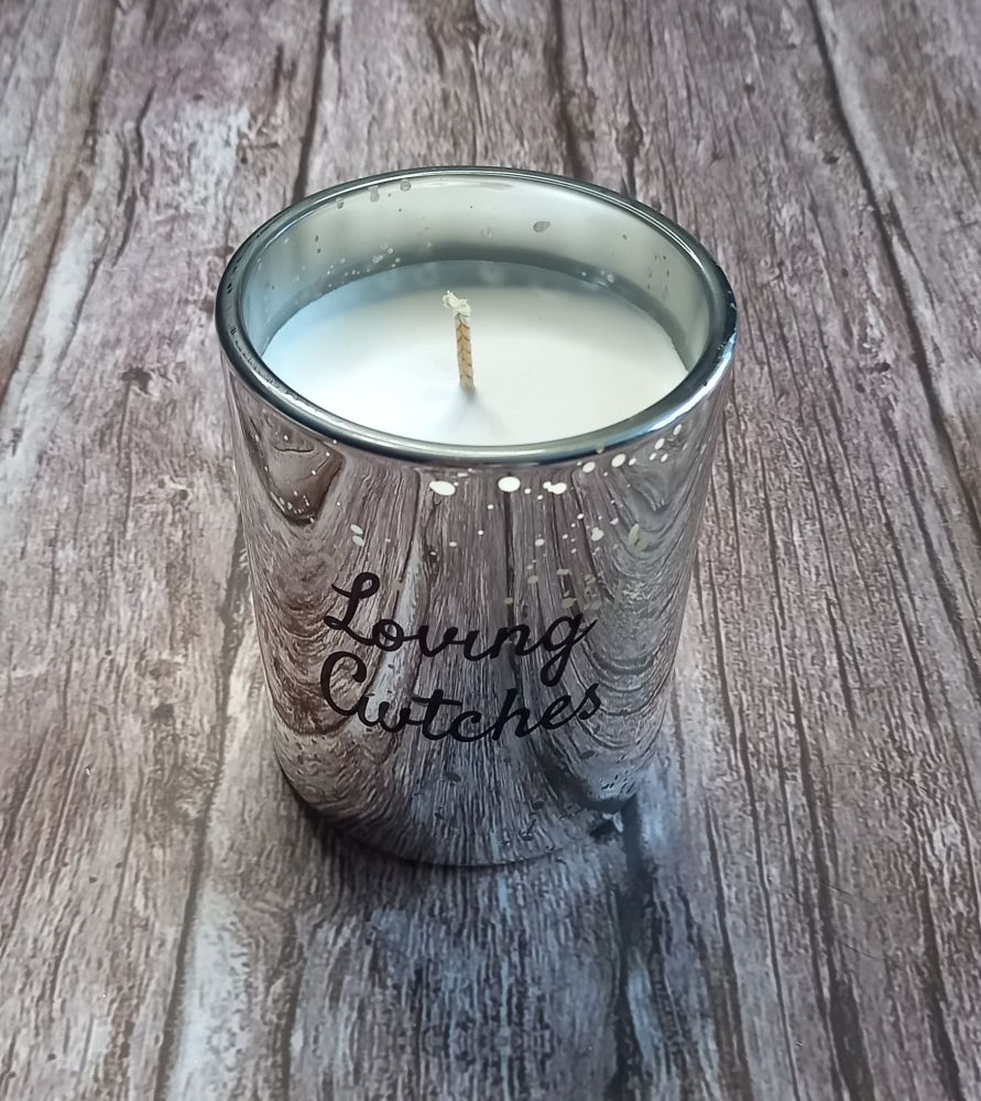 Handmade Candle - Silver Speckled Glass