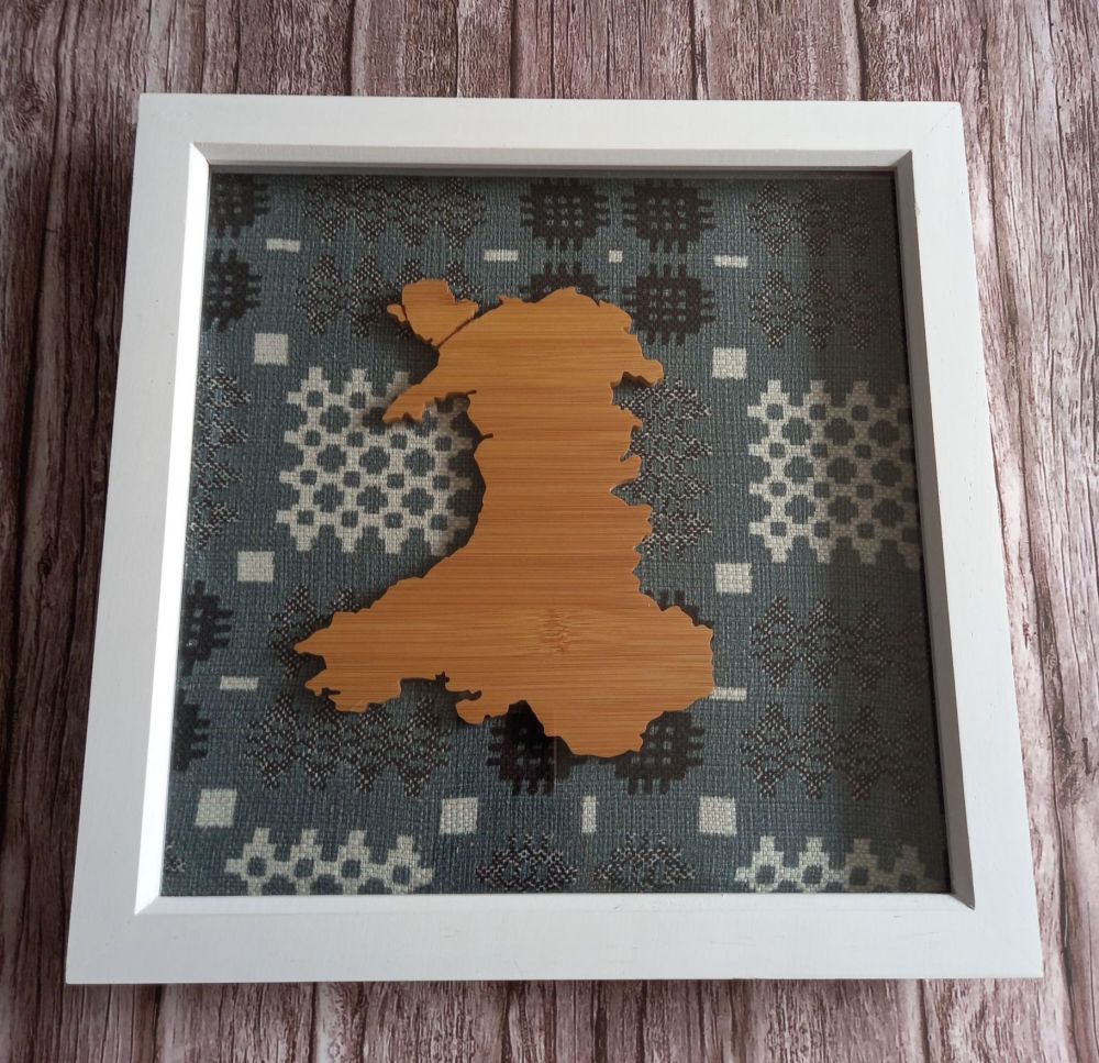 Framed Wood Wales Map - Welsh Tapestry