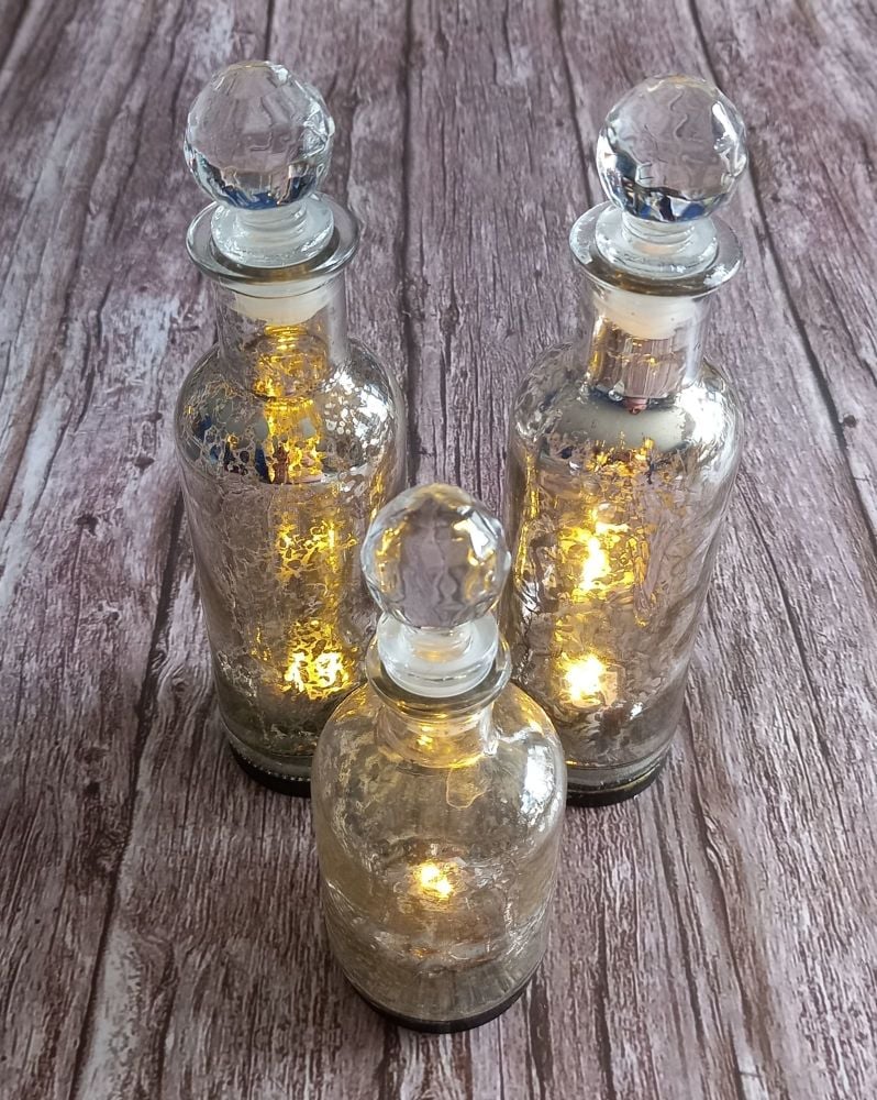 LED Bottles with Crystal Tops - Set of 3