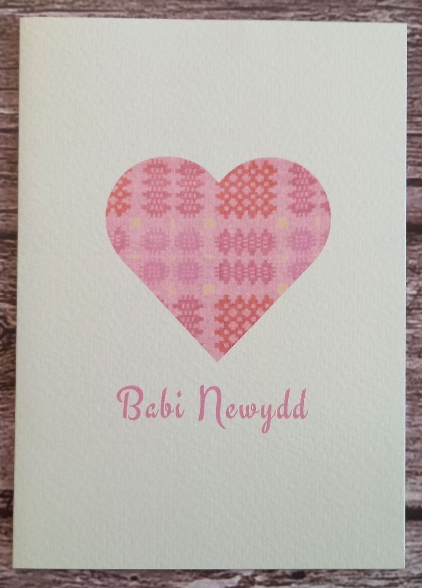 Cerdyn Babi Newydd Welsh  Language Card - Merch Fach
