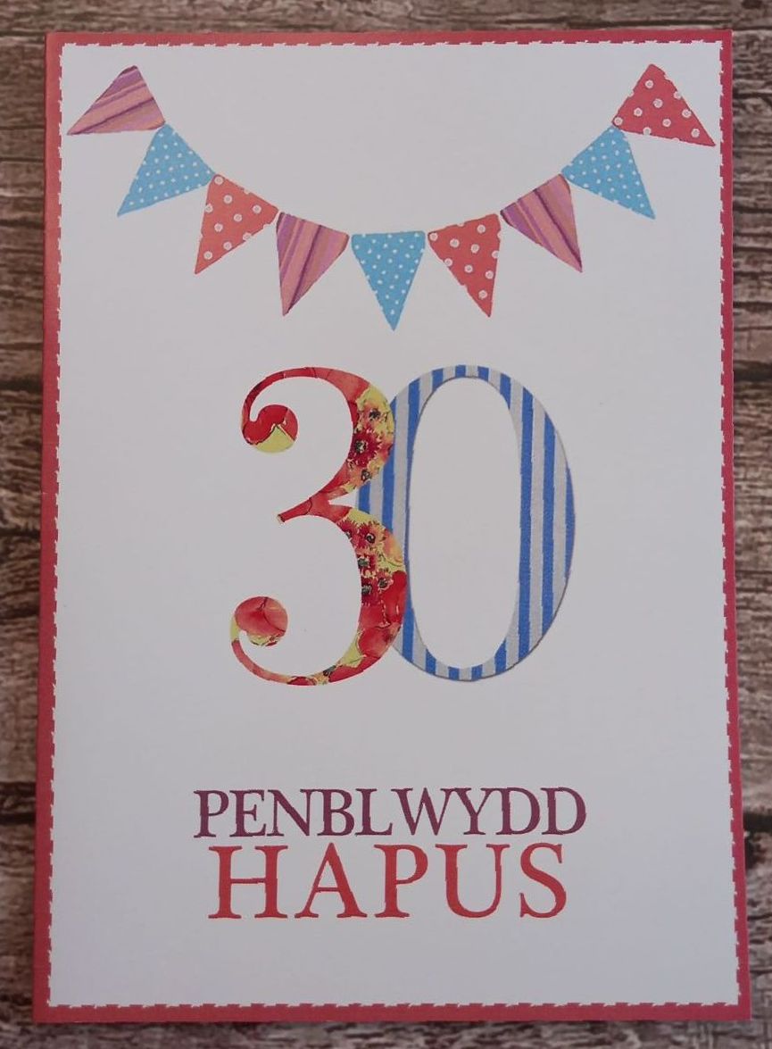 Cerdyn Penblwydd 30 Oed Welsh Language Card 
