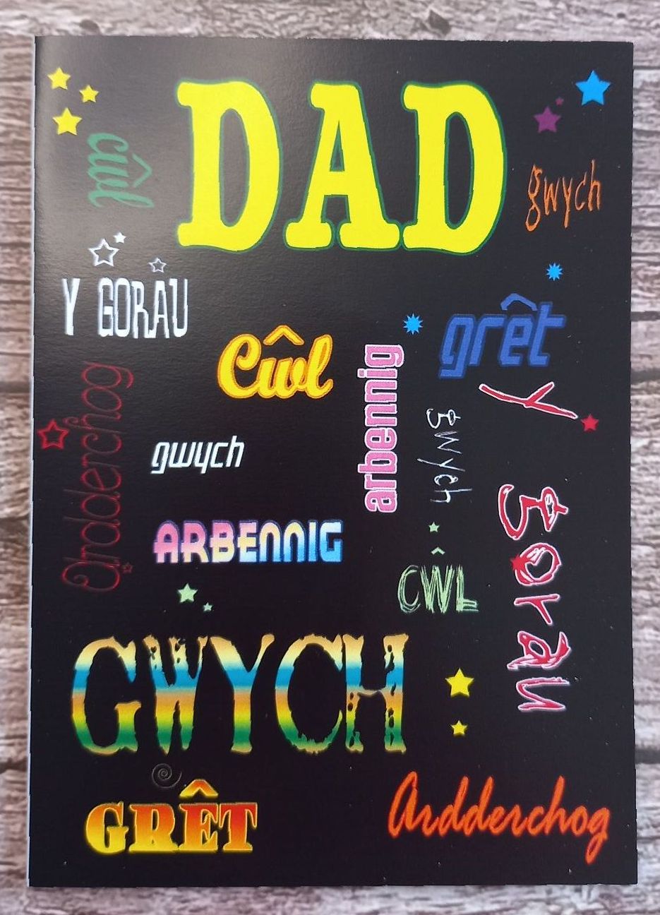 Cerdyn Penblwydd Dad Welsh Language Card 