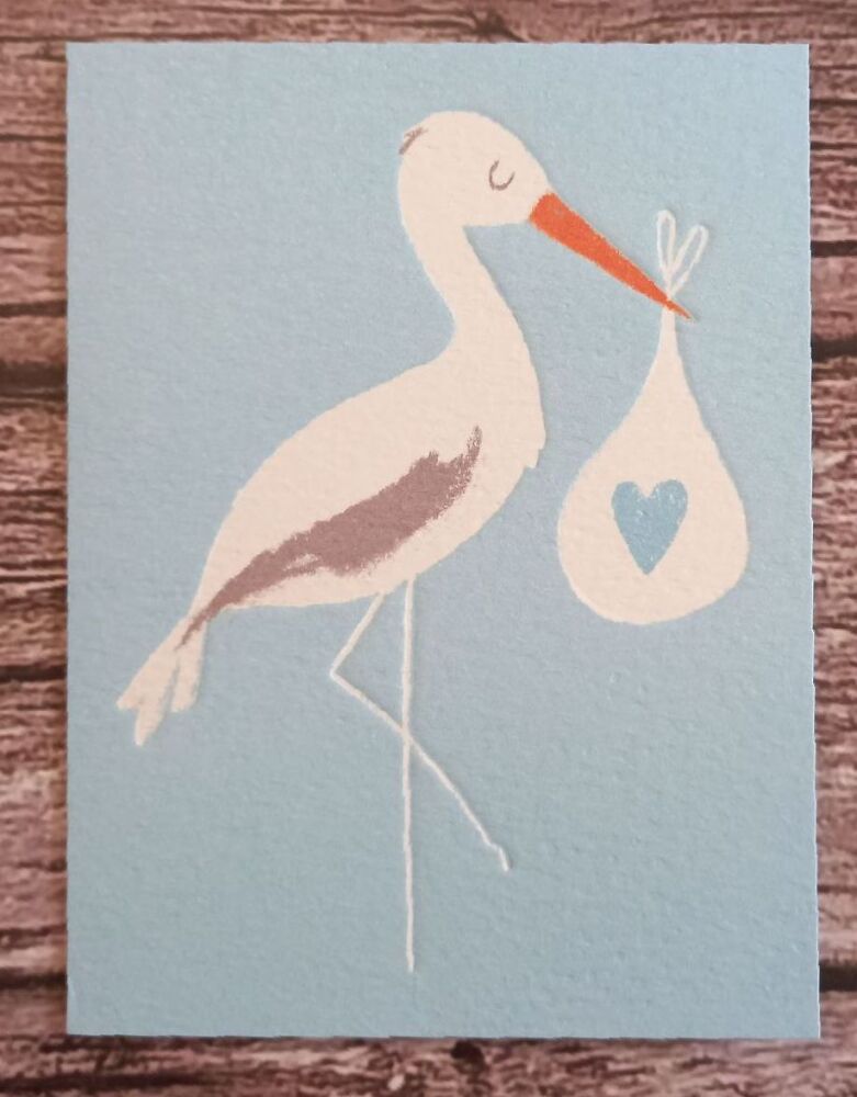 New Baby Boy Stork Card
