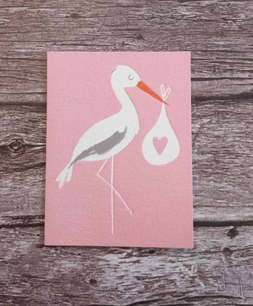 New Baby Girl Stork Card