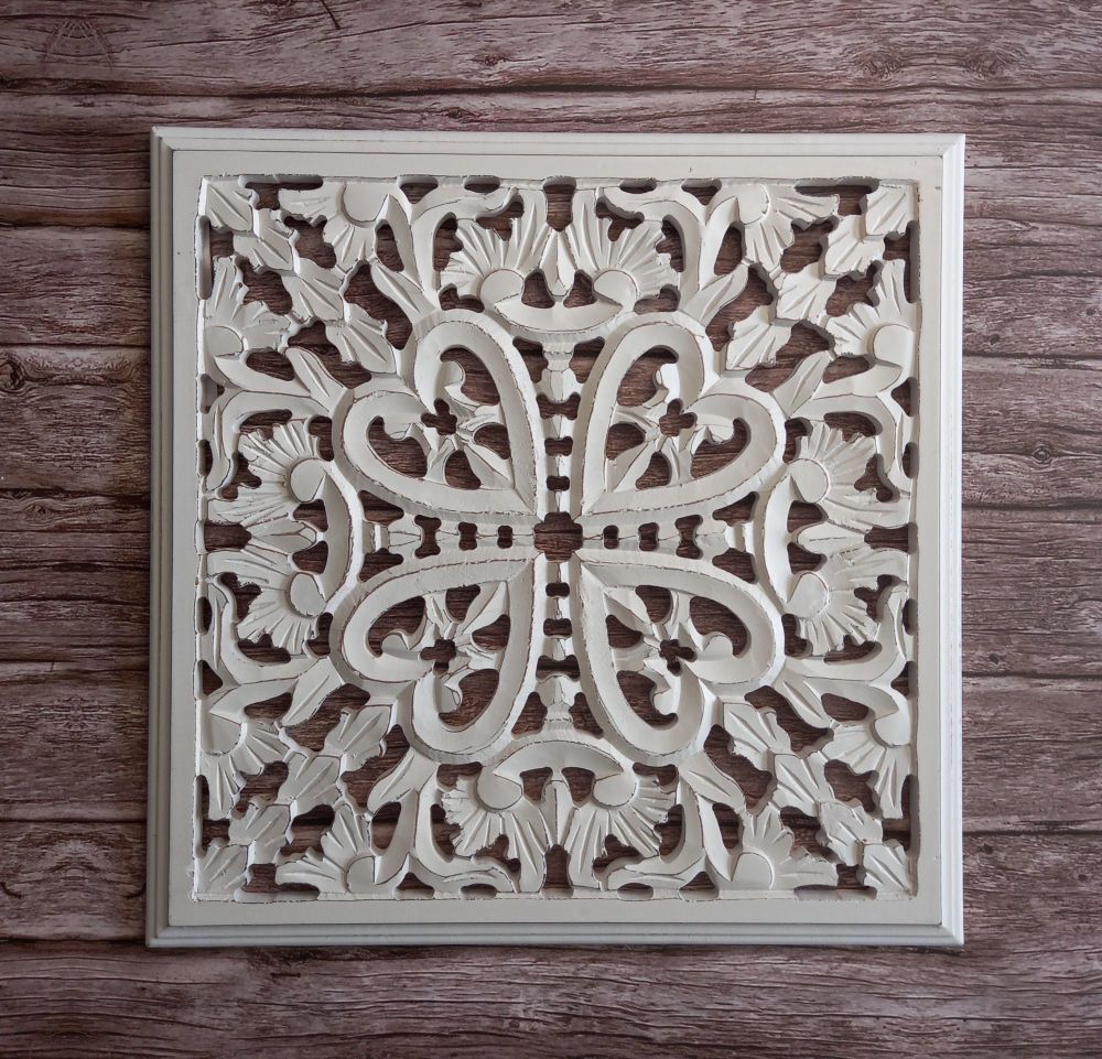 Square White Wood Wall Panel