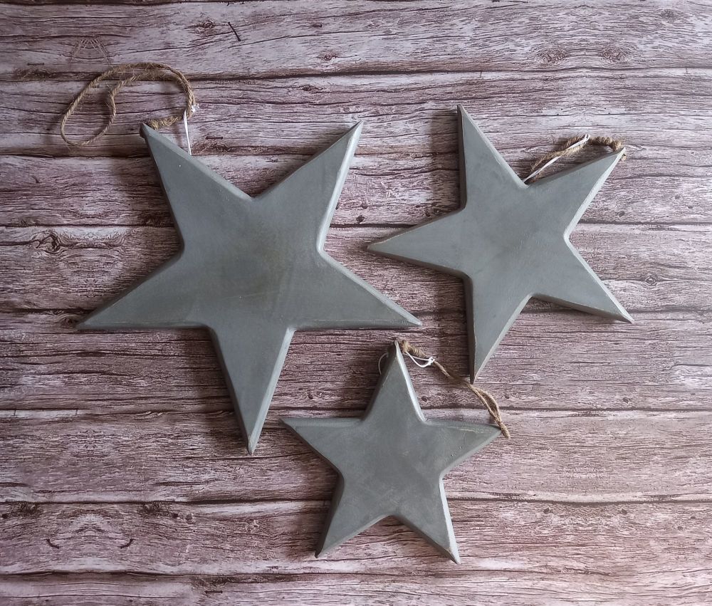 Vintage Style Grey Wood Stars