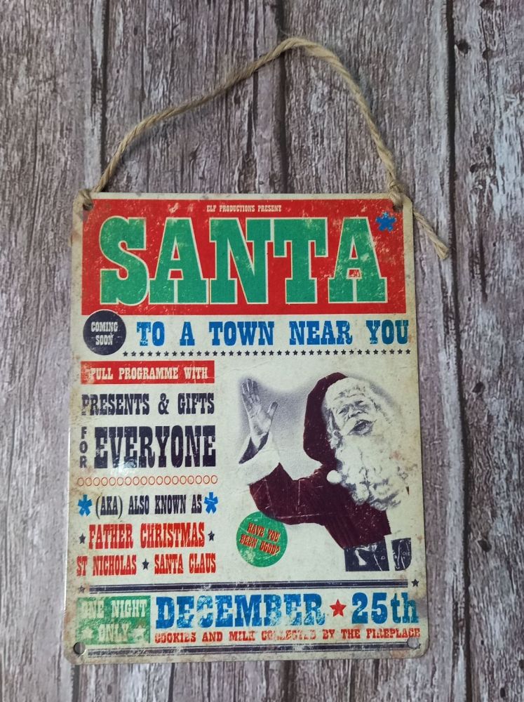 Vintage Metal Sign - Santa