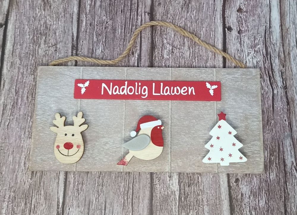 Nadolig Llawen Triple Peg Sign Santa Letter/Card Holder