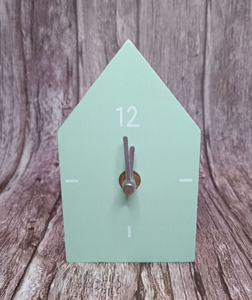 House Shaped Clock - Mint Green