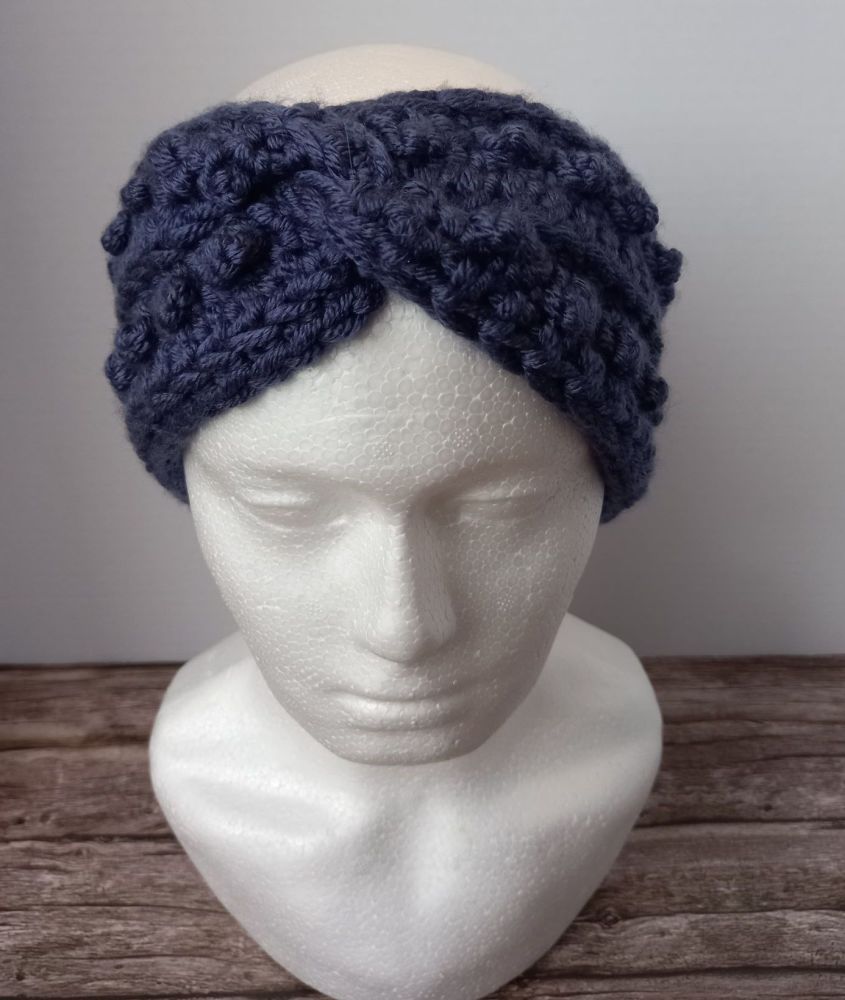 Crochet Ear Warmers - Blue