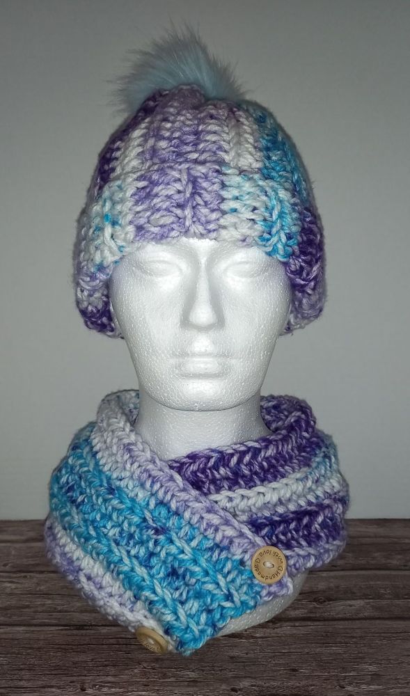 Crochet Set - Ice Blue & Purple