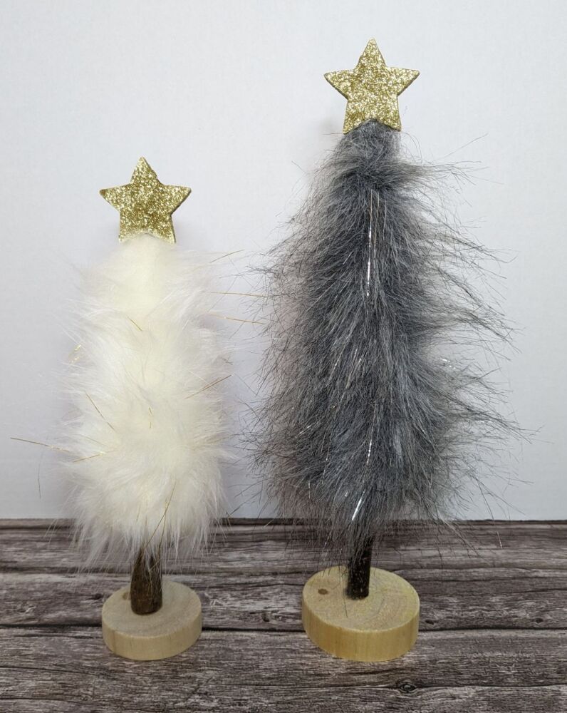 Wooden Christmas Trees with Fur