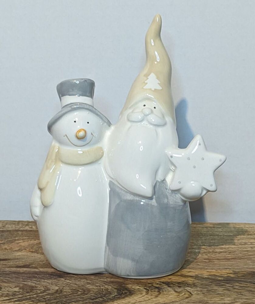Ceramic Santa and Snowman
