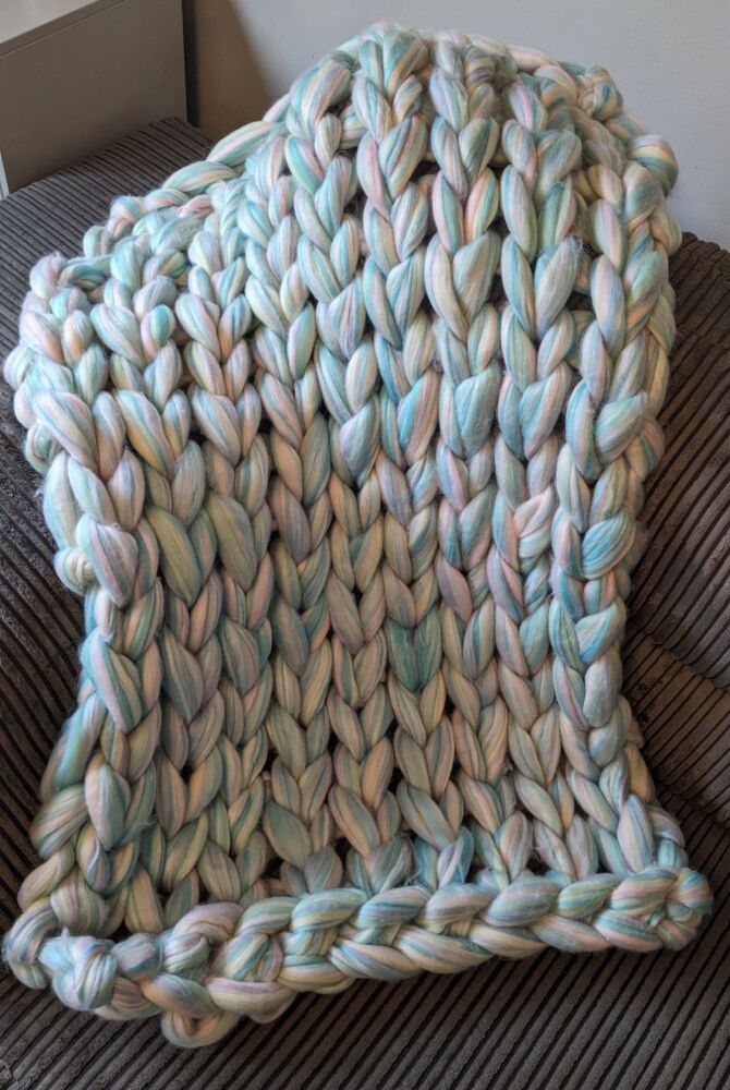 Arm Knit Blanket - Ocean Foam