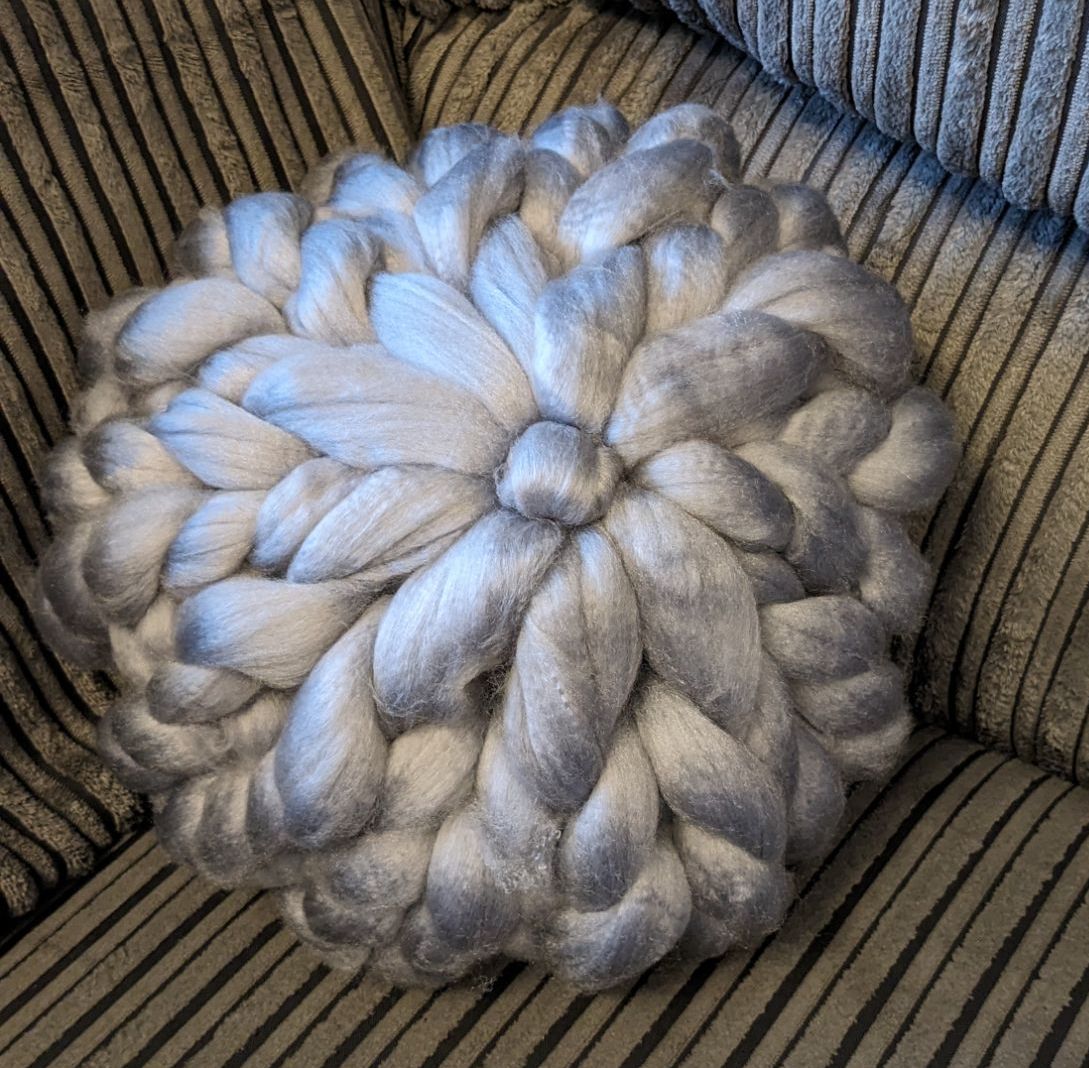 Chunky Round Cushion - Silver Grey