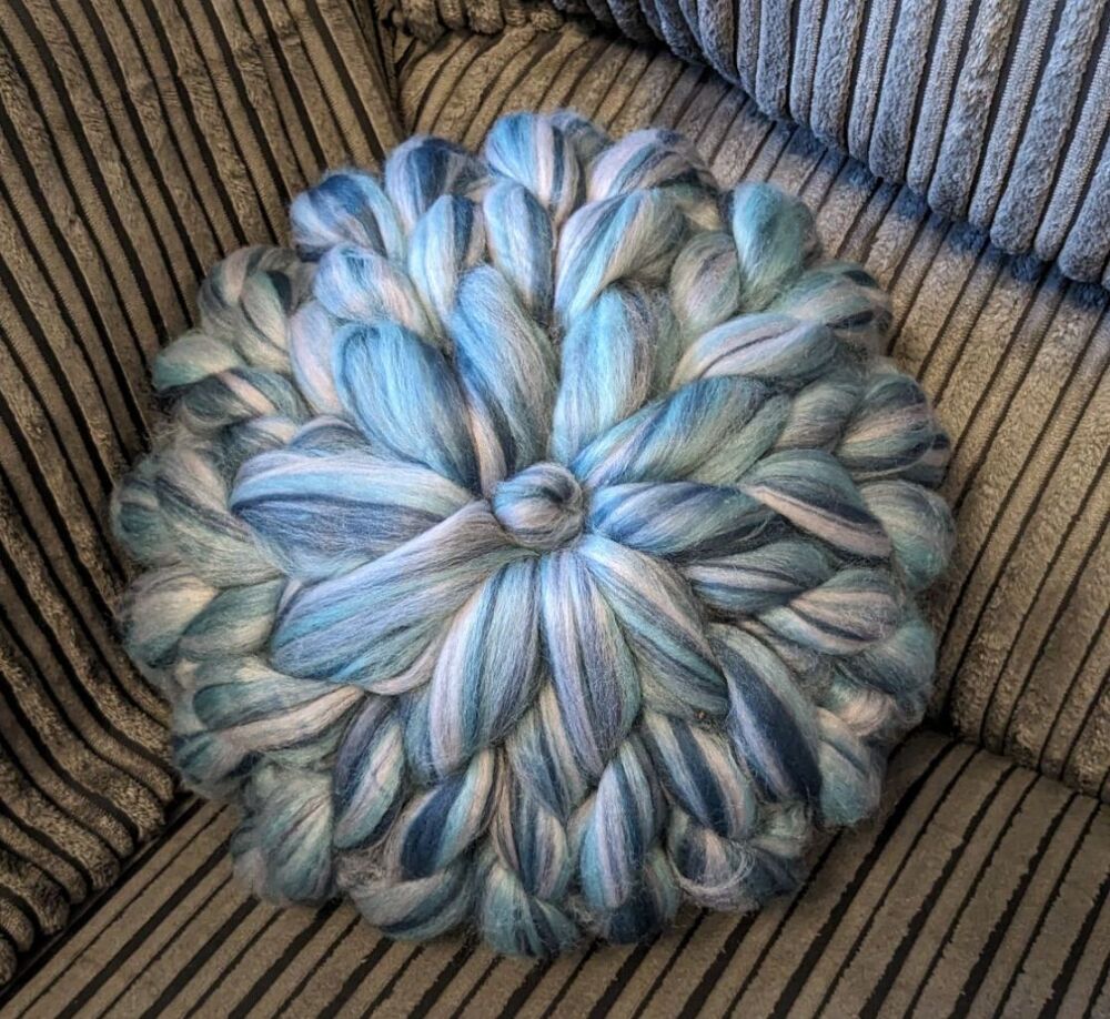 Chunky Round Cushion - Waves of Teal