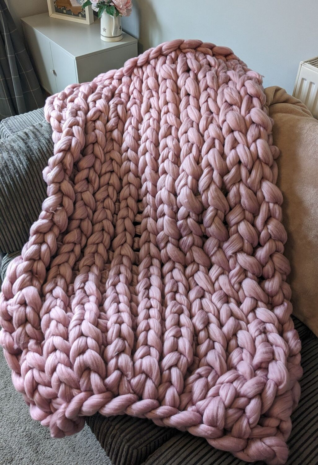 Chunky Wool Blanket - Pink