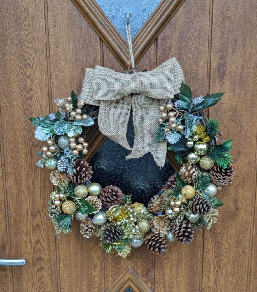 Door Wreath - Gold Berries