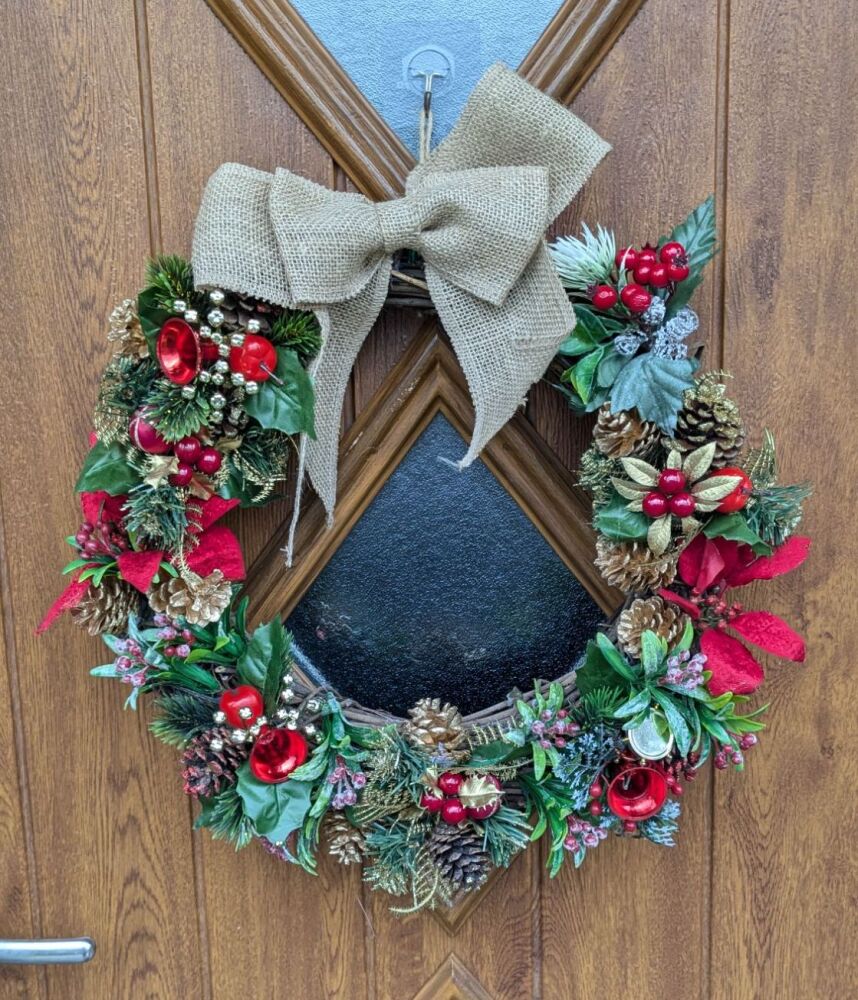 Door Wreath - Rustic Red