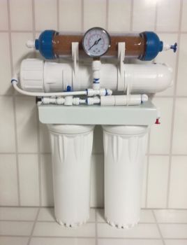 150gpd 4 stage r/o unit with inline di and pressure gauge