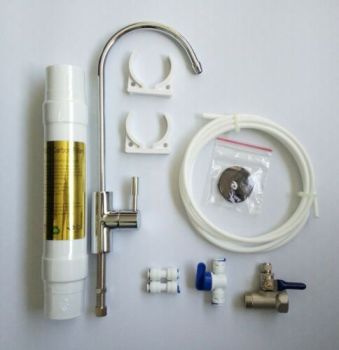Under sink filter kit with chrome lever tap