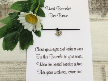Bee Brave Wish Bracelet Gift Card Bee Charm Anklet Friendship Positive Quote 