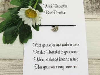 Bee Positive Wish Bracelet Gift Card Bee Charm Anklet Friendship Positive Quote 
