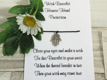 Hamsa Hand Protection Wish Bracelet Friendship Gift Card Anklet Motivational 