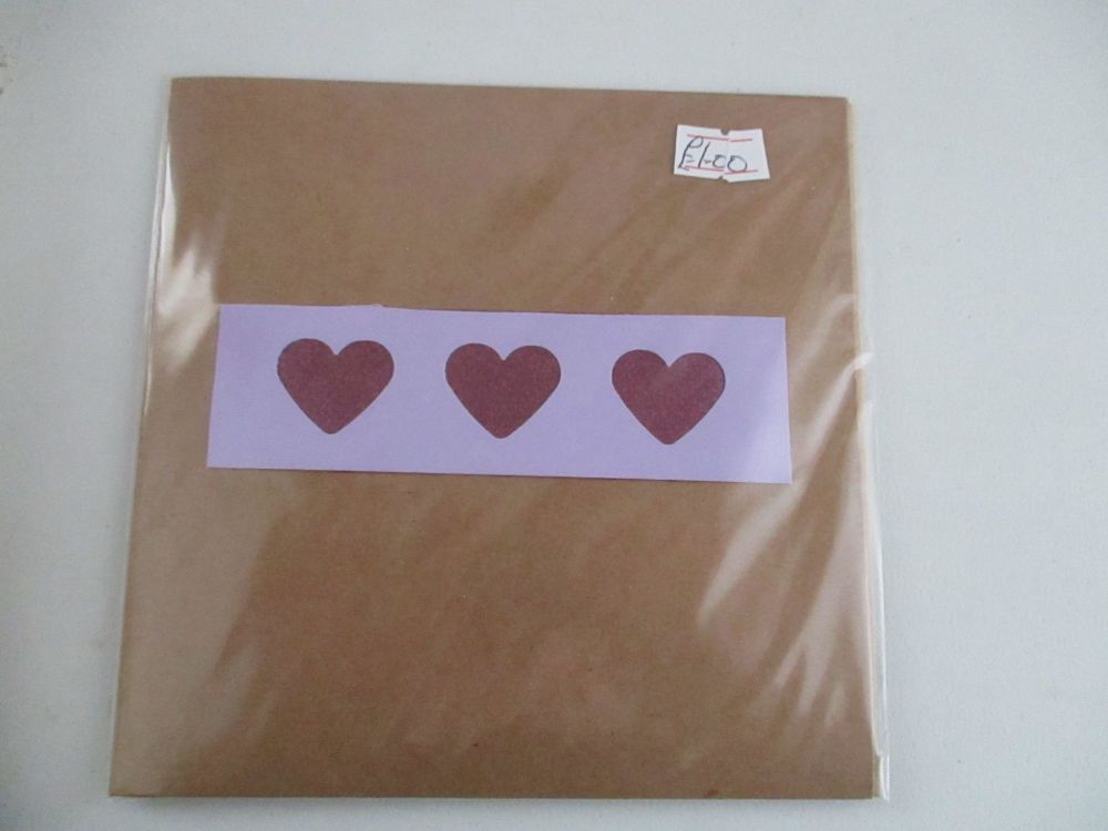 Triple Purple Heart Design Brown Kraft Card - Kitty Cat Confetti