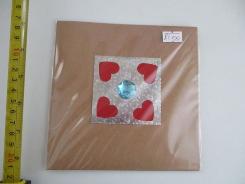 Silver Border Hearts Design Brown Kraft Card - Kitty Cat Confetti