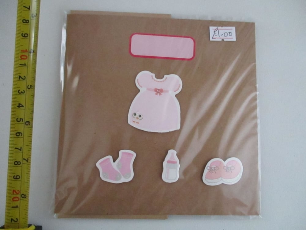Baby Girl Pink Design Brown Kraft Card - Cards & Crafts By KittyMumma