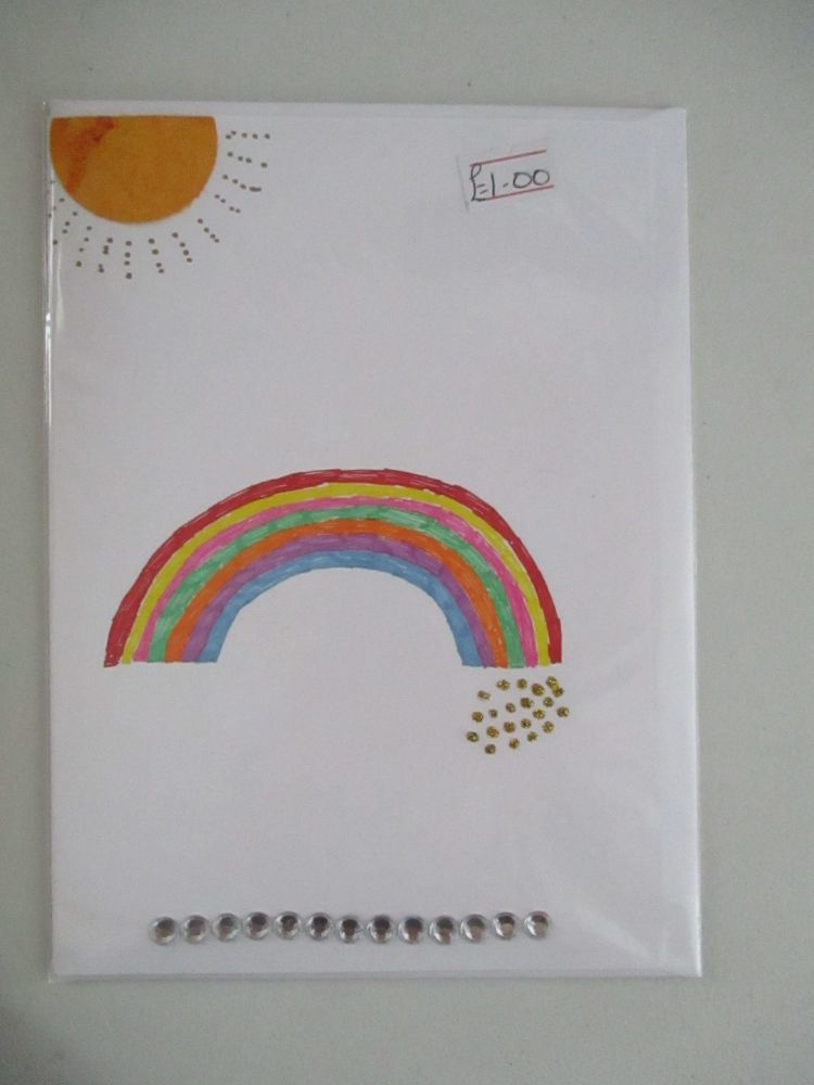 Rainbow & Sun Design White Card - Kitty Johnson