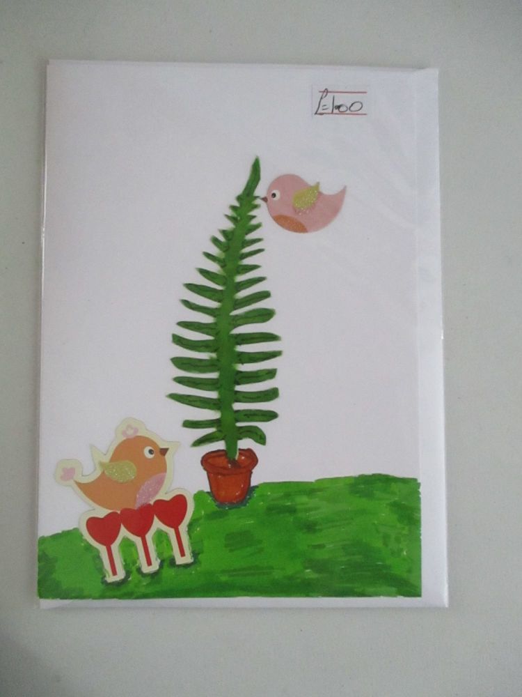 Lovebirds & Tree Design White Card - Cards & Crafts By KittyMumma