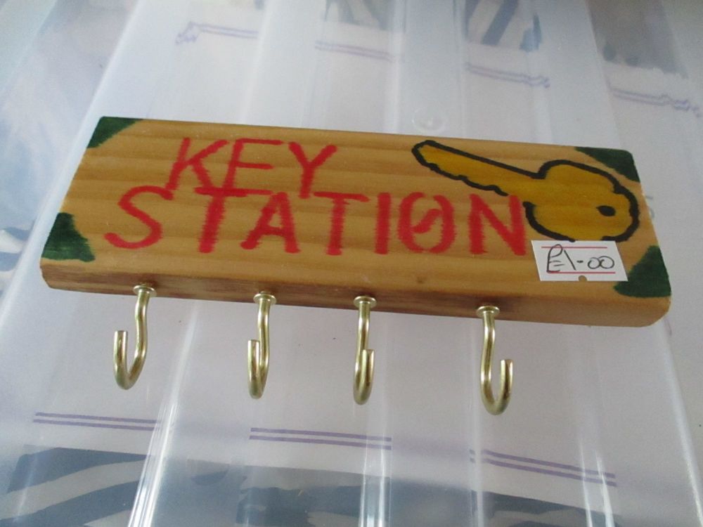 Yellow Key Station - Wooden Key Caddy - Des In The Shed