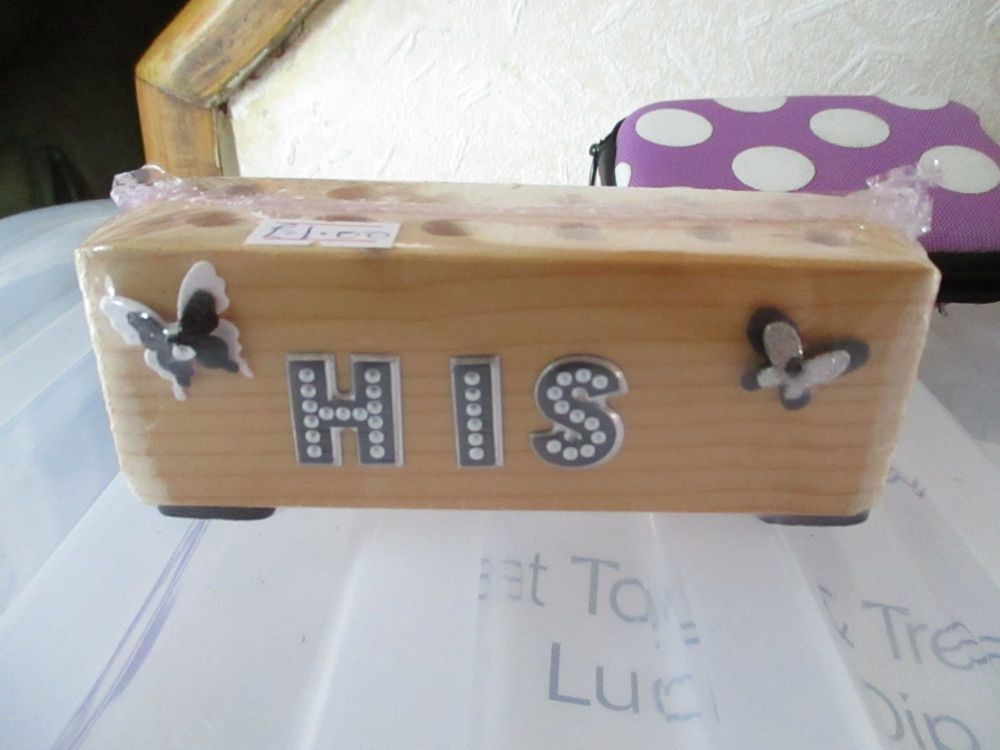His - Wooden Stationery Caddy - Des In The Shed