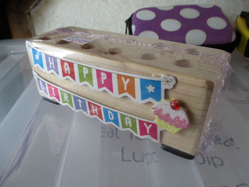 Happy Birthday Banners - Wooden Stationery Caddy - Des In The Shed