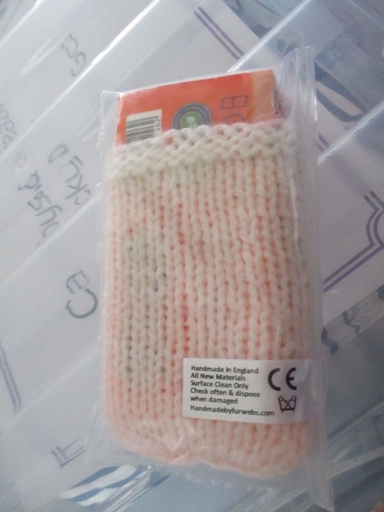Pale Peach Knitted Tissue Caddy with Tissues - Knitted By KittyMumma