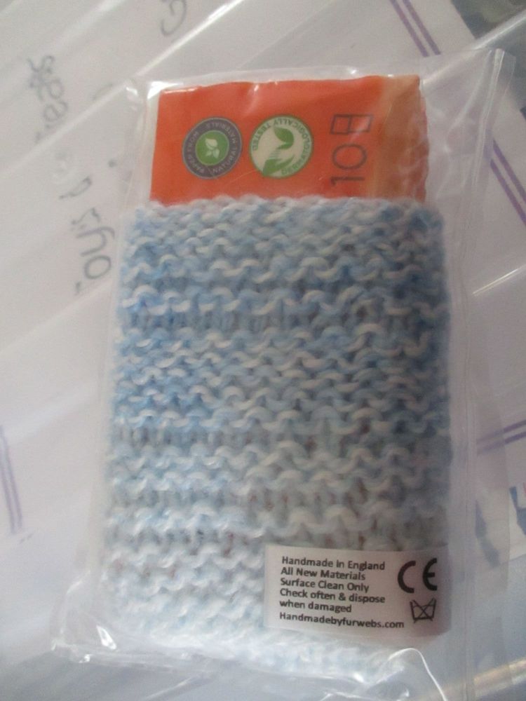 Blue Rainbow Knitted Tissue Caddy with Tissues - Knitted By KittyMumma