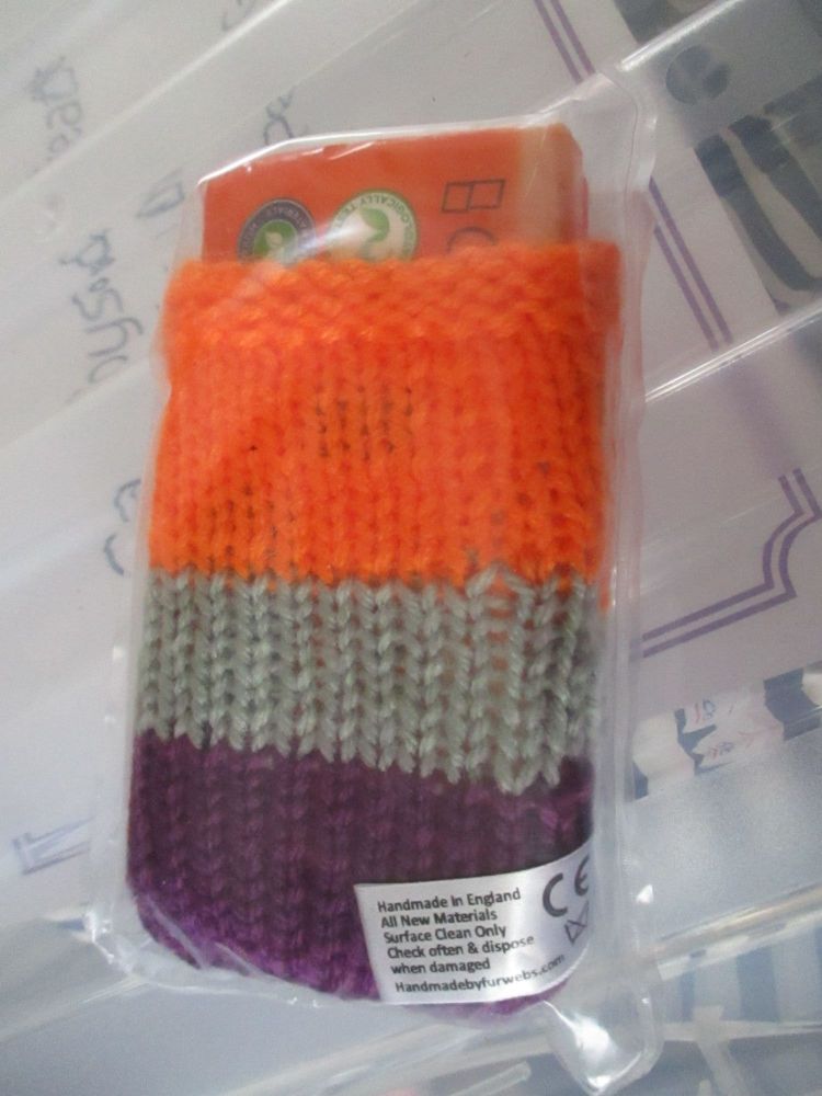 Purple / Orange / Grey Knitted Tissue Caddy with Tissues - Knitted By Kitty