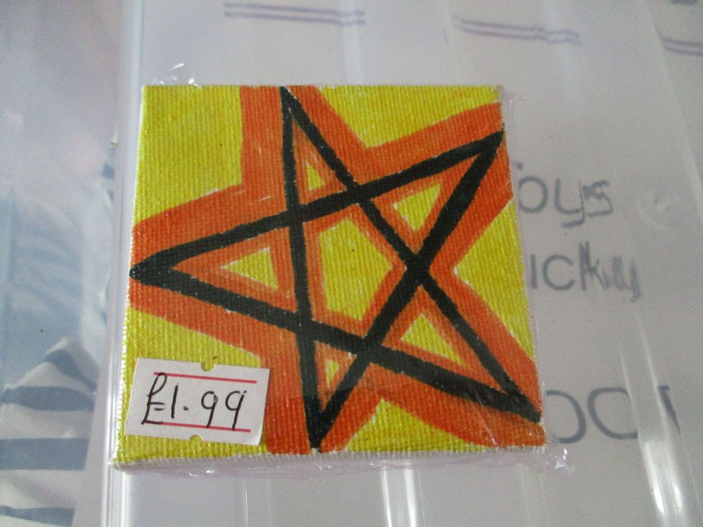 Pentacle on Yellow - 7cm Box Frame Canvas - JGPaws