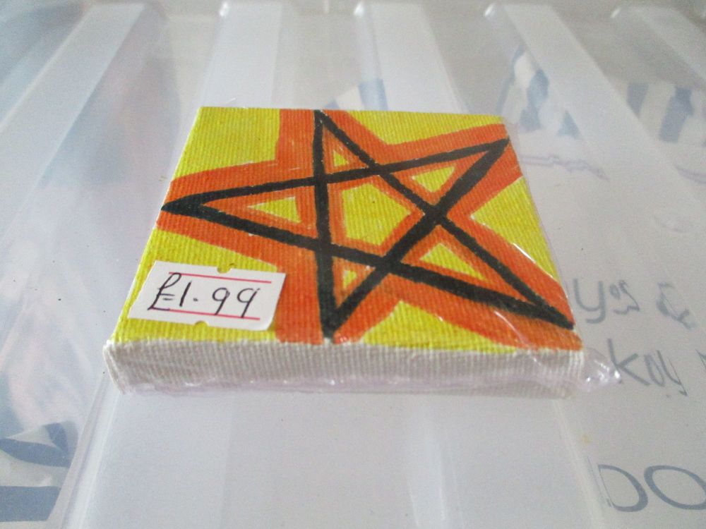 Pentacle on Yellow - 7cm Box Frame Canvas - JGPaws