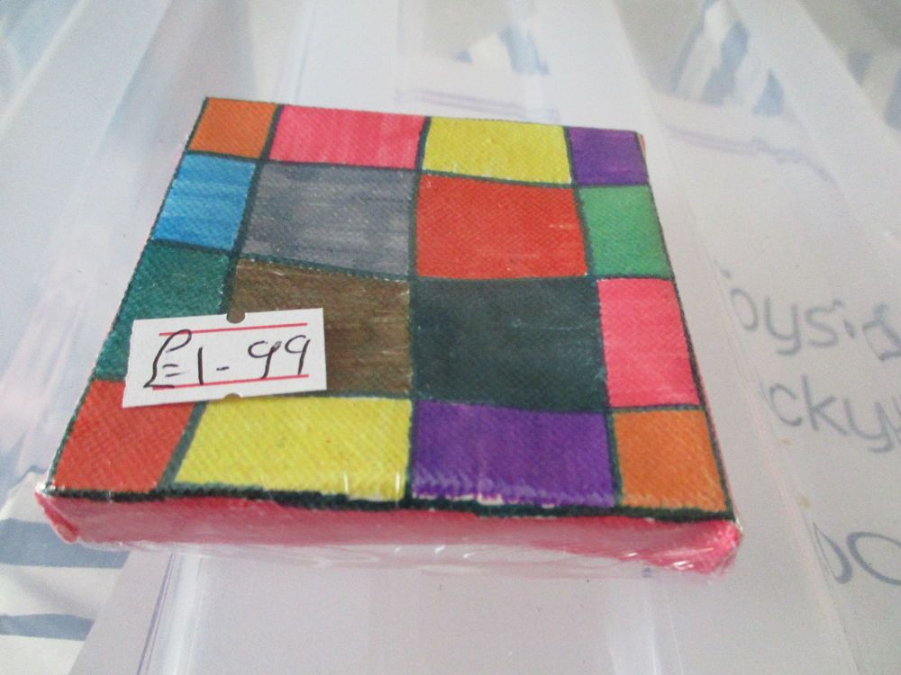 Multi Coloured Chequered Squares - 7cm Box Frame Canvas - JGPaws