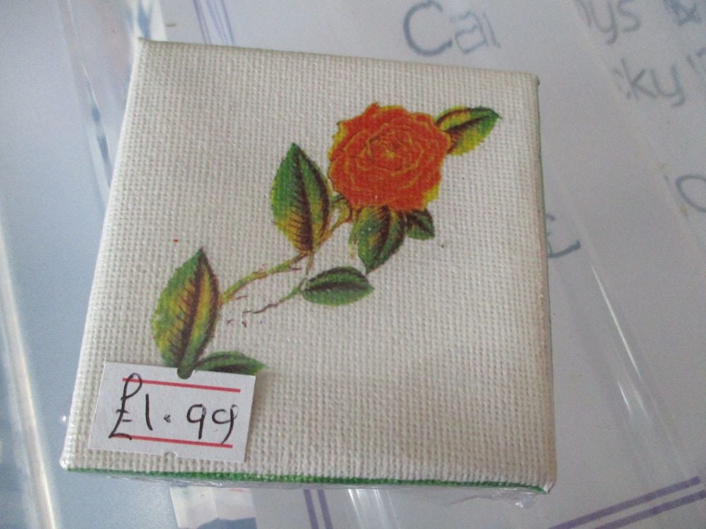 Rose with Leaves - 7cm Box Frame Canvas - JGPaws
