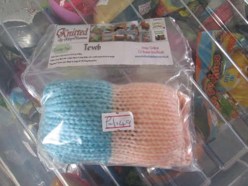 Blue / Peach Knitted Catnip Tewb - Knitted By KittyMumma