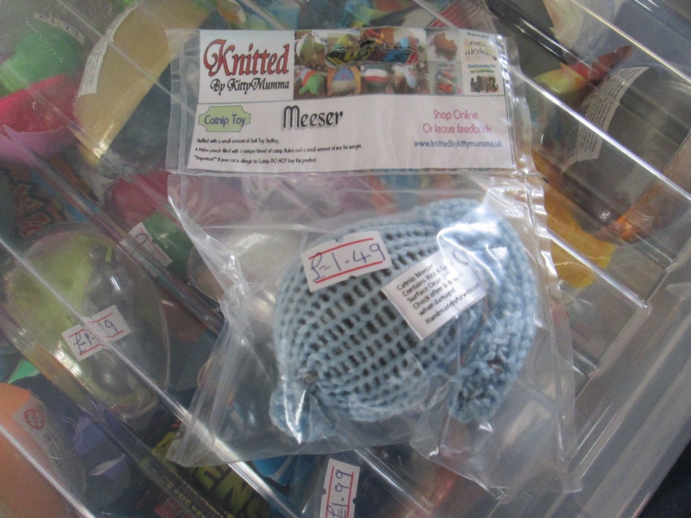 Blue Knitted Catnip Meeser - Knitted By KittyMumma
